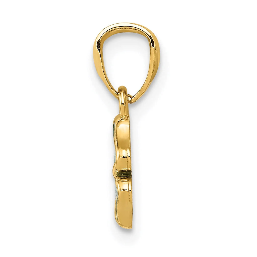 14K Yellow Gold Green Enameled Four Leaf Clover Pendant Charm with Rope Chain Necklace 16'' S518331