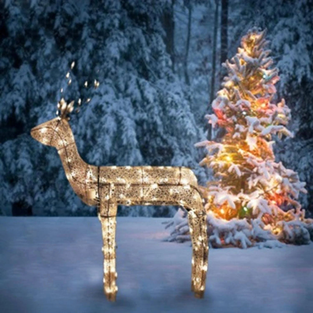 48x22 Glitter Animated Standing Reindeer Lighted Christmas Yard Decoration D13124
