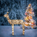 48x22 Glitter Animated Standing Reindeer Lighted Christmas Yard Decoration D13124