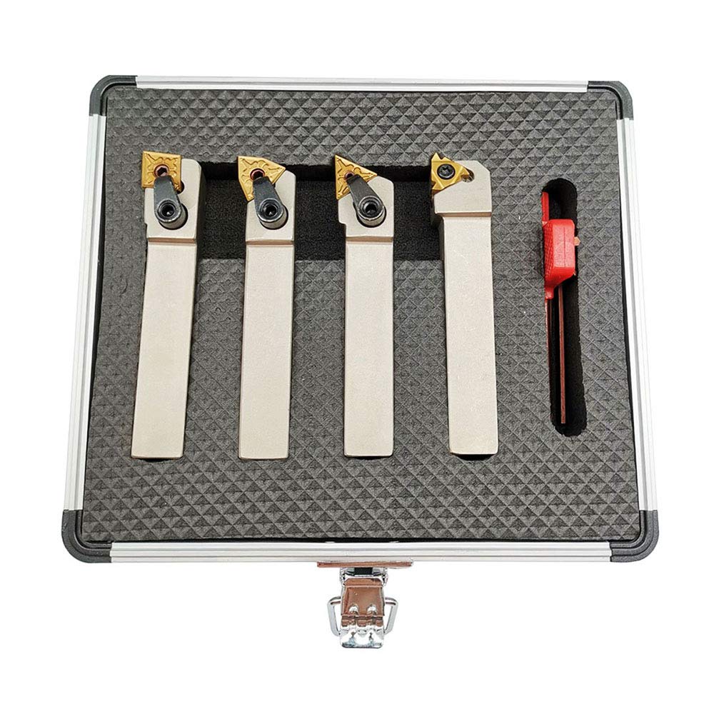 5/8'' inch CNC Lathe Indexable Turning Tool Holder with Nickel Plated, Tin Coated Carbide Turning Inserts G7437