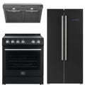 30 Electric Range, Range Hood and Refrigerator in Black C8391