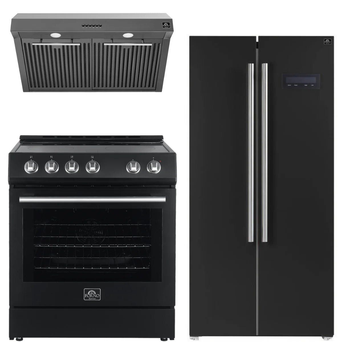 30 Electric Range, Range Hood and Refrigerator in Black C8391