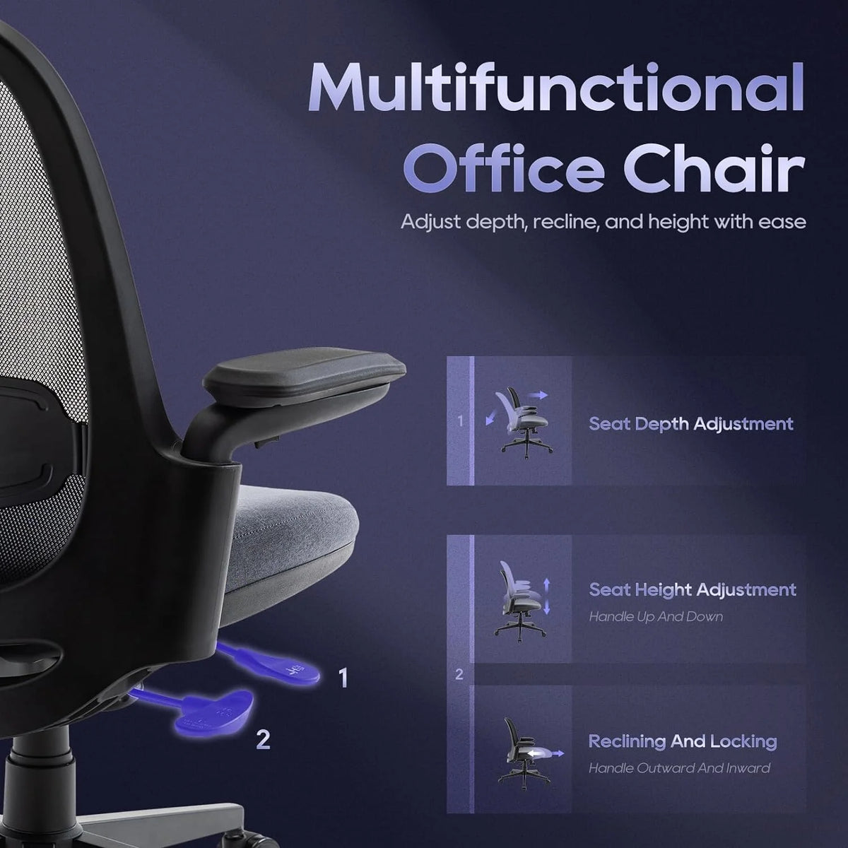 Black Mesh Office Chair with Lumbar Support M12808