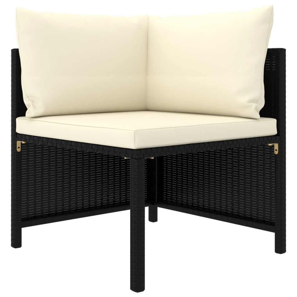 6 Piece Poly Rattan Garden Set with Cushions Black K432597