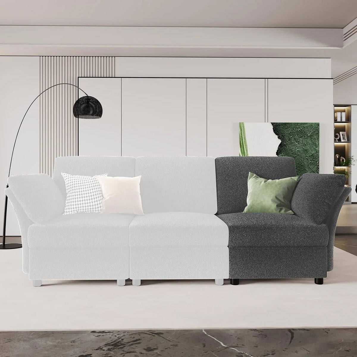 Grey Bouclé Modular Sectional Sofa S714201