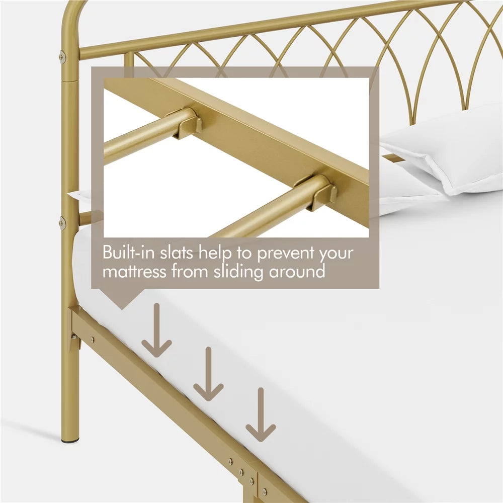 Queen Black Metal Platform Bed Frame with Headboard and Footboard K543588