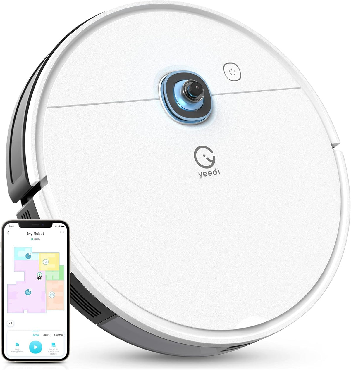 Robot Vacuum, 3000Pa Suction, Carpet Detection, Smart Visual Mapping, 110mins Runtime G65374