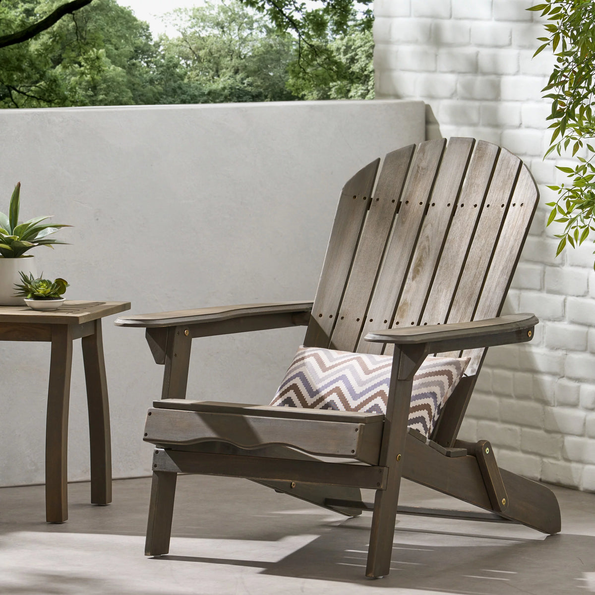 Grey Folding Wood Adirondack Chair Z317