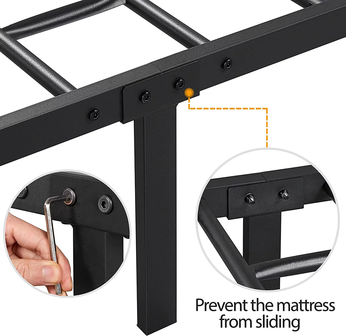 Queen Black Canopy Platform Bed Frame with Headboard and Footboard I728765