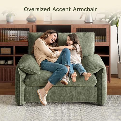 Oversized Green Chenille Accent Chair X94970