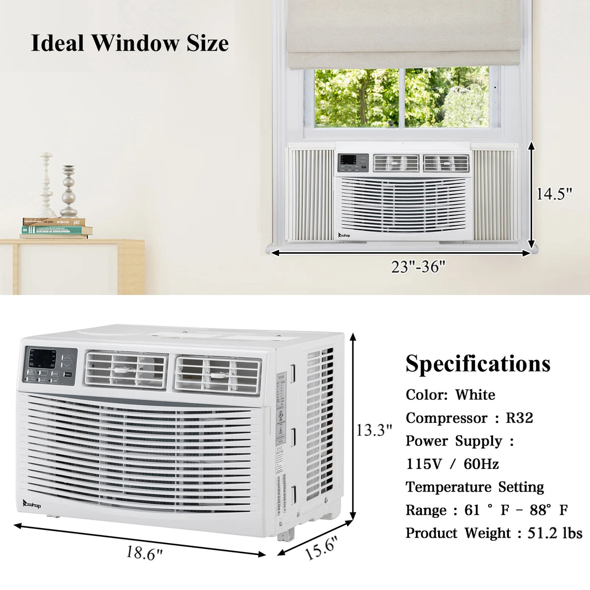 8000BTU Window Air Conditioner with Remote Control H832543