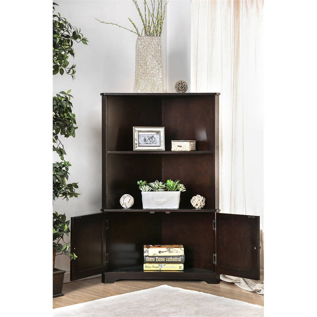 Espresso Wood Corner Bookshelf T734185