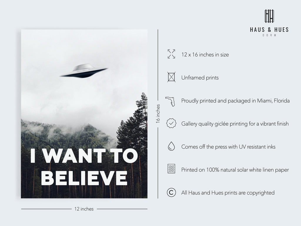 X Files I Want To Believe Poster 12"X16" Z102
