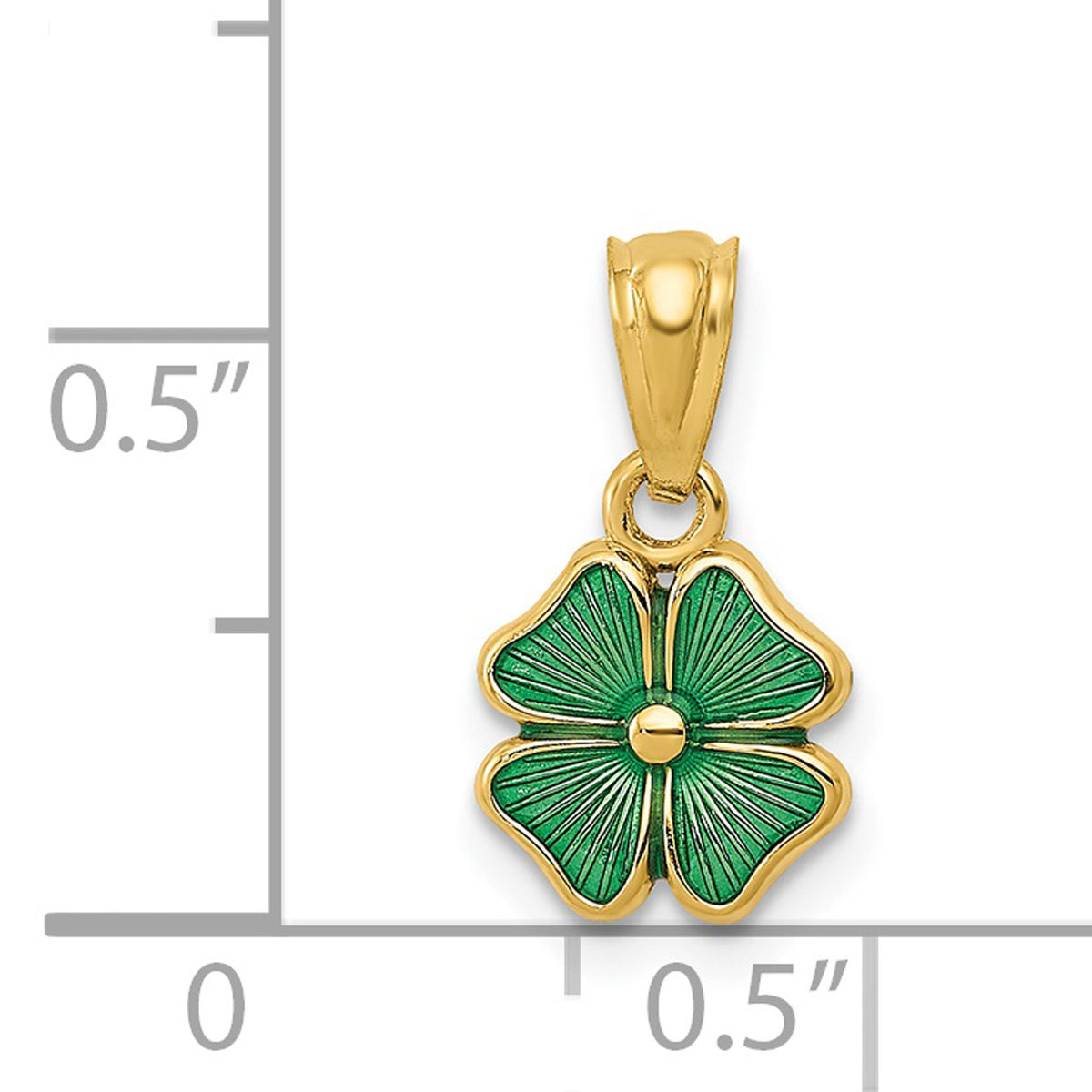 14K Yellow Gold Green Enameled Four Leaf Clover Pendant Charm with Rope Chain Necklace 16'' S518331