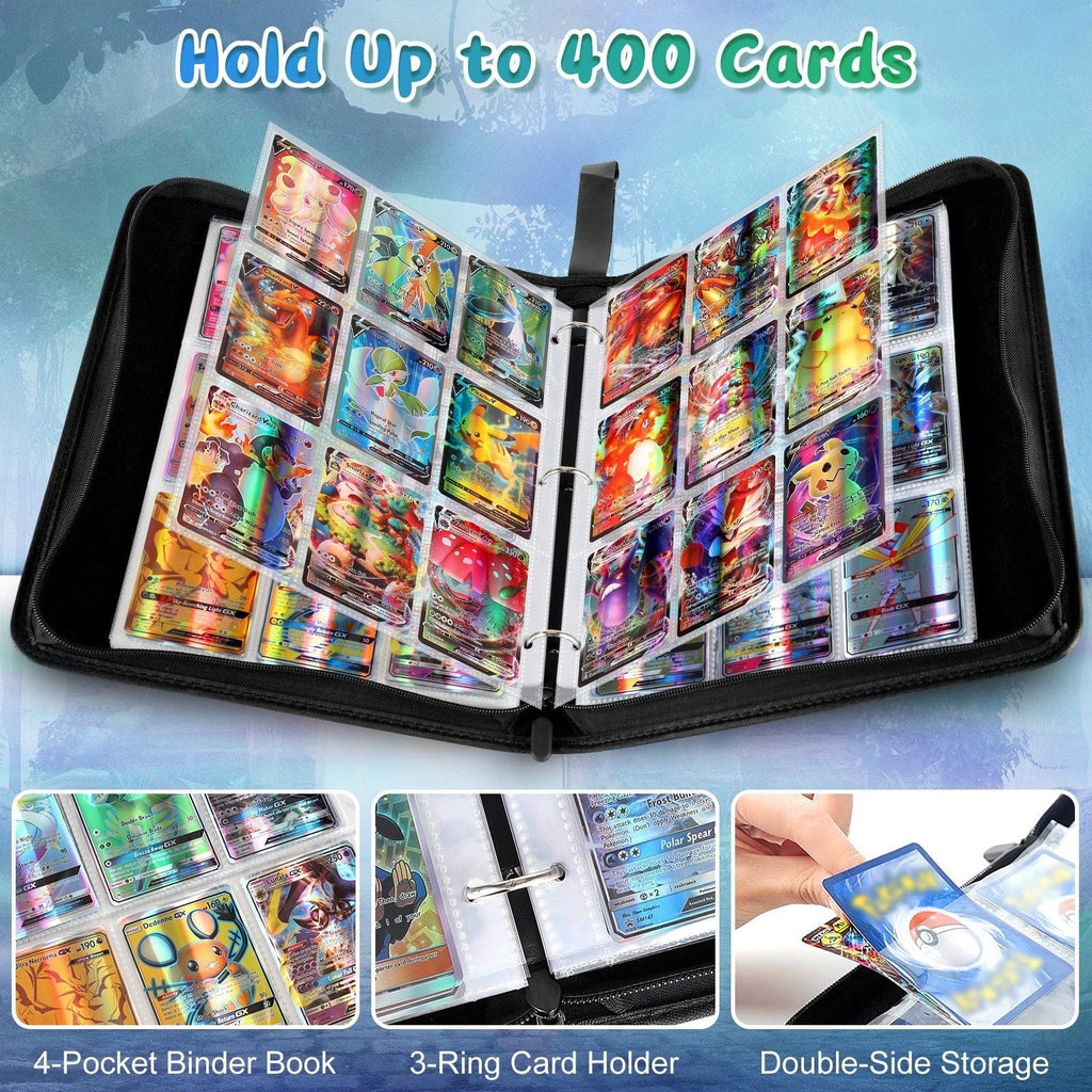 Card Binder 9-Pocket Album with Sleeves for 400 TCG Trading Cards F3180