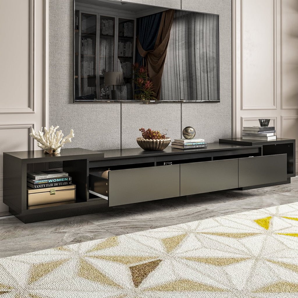 White Extendable TV Stand with Drawers I8087