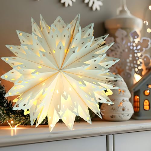 5 Pack Christmas Paper Snowflake Lanterns with LED Light D448369