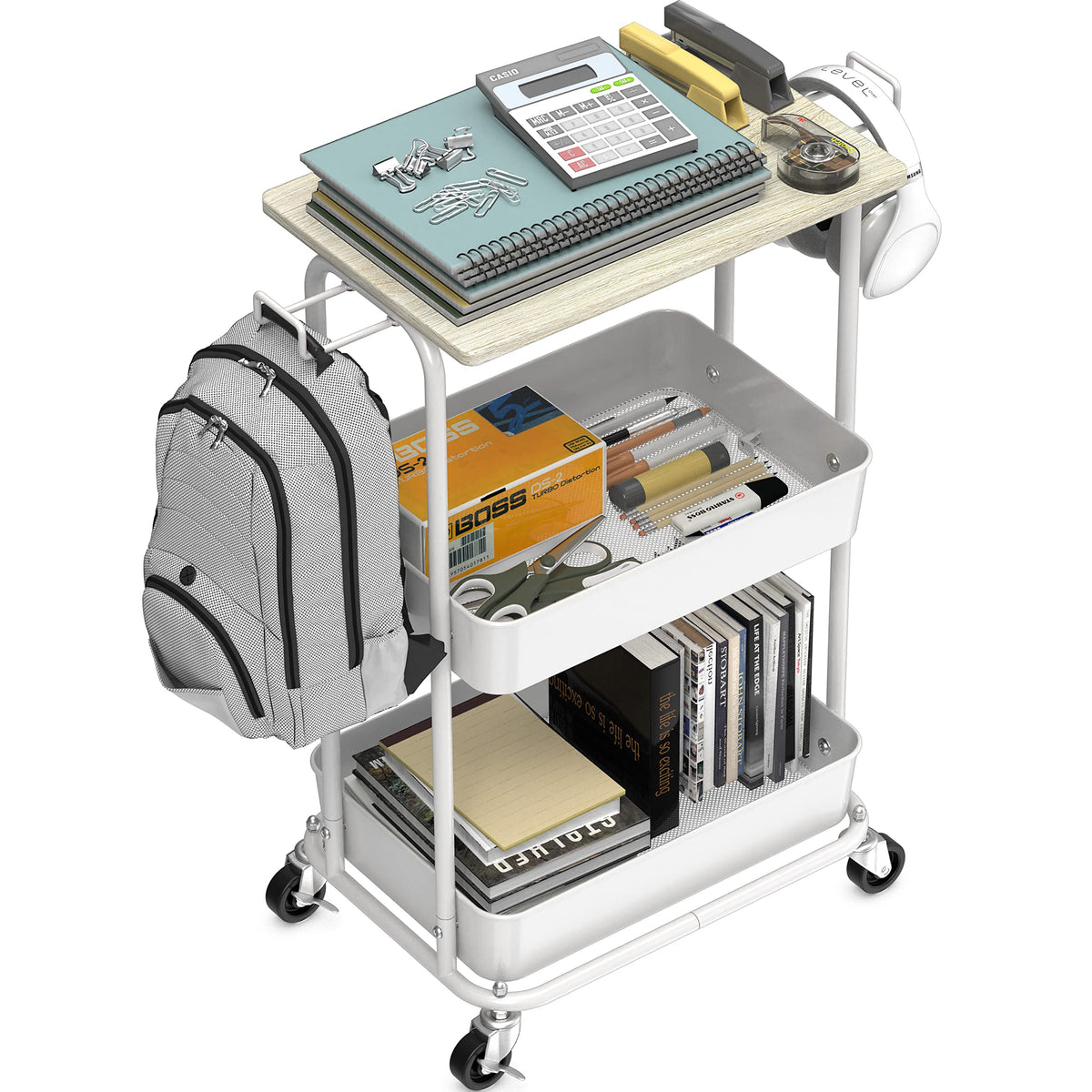 2-Tier Rolling Utility Cart with Top Board K125543