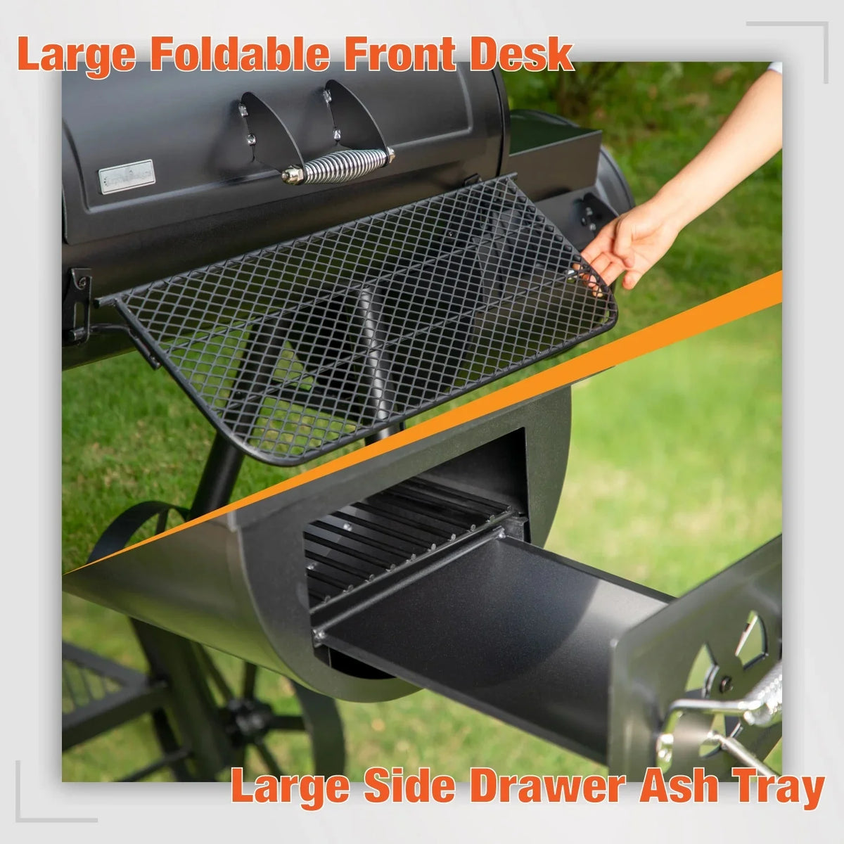 Charcoal Grill with Offset Smoker Black D5511