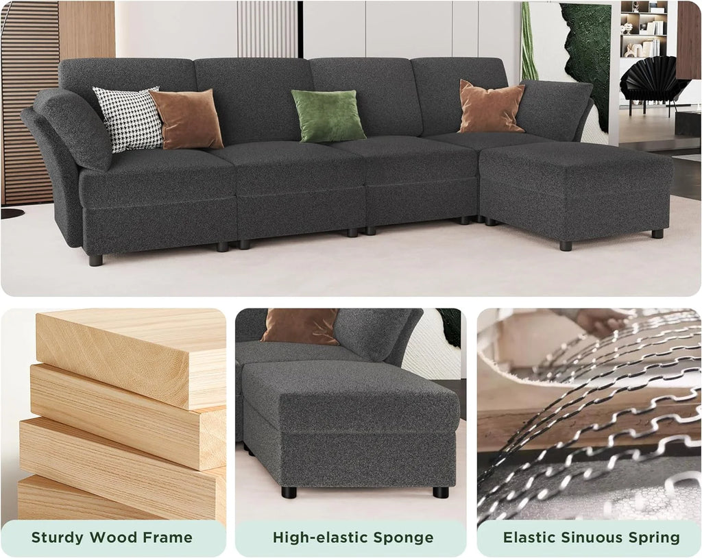 Grey Bouclé Modular Sectional Sofa S714201