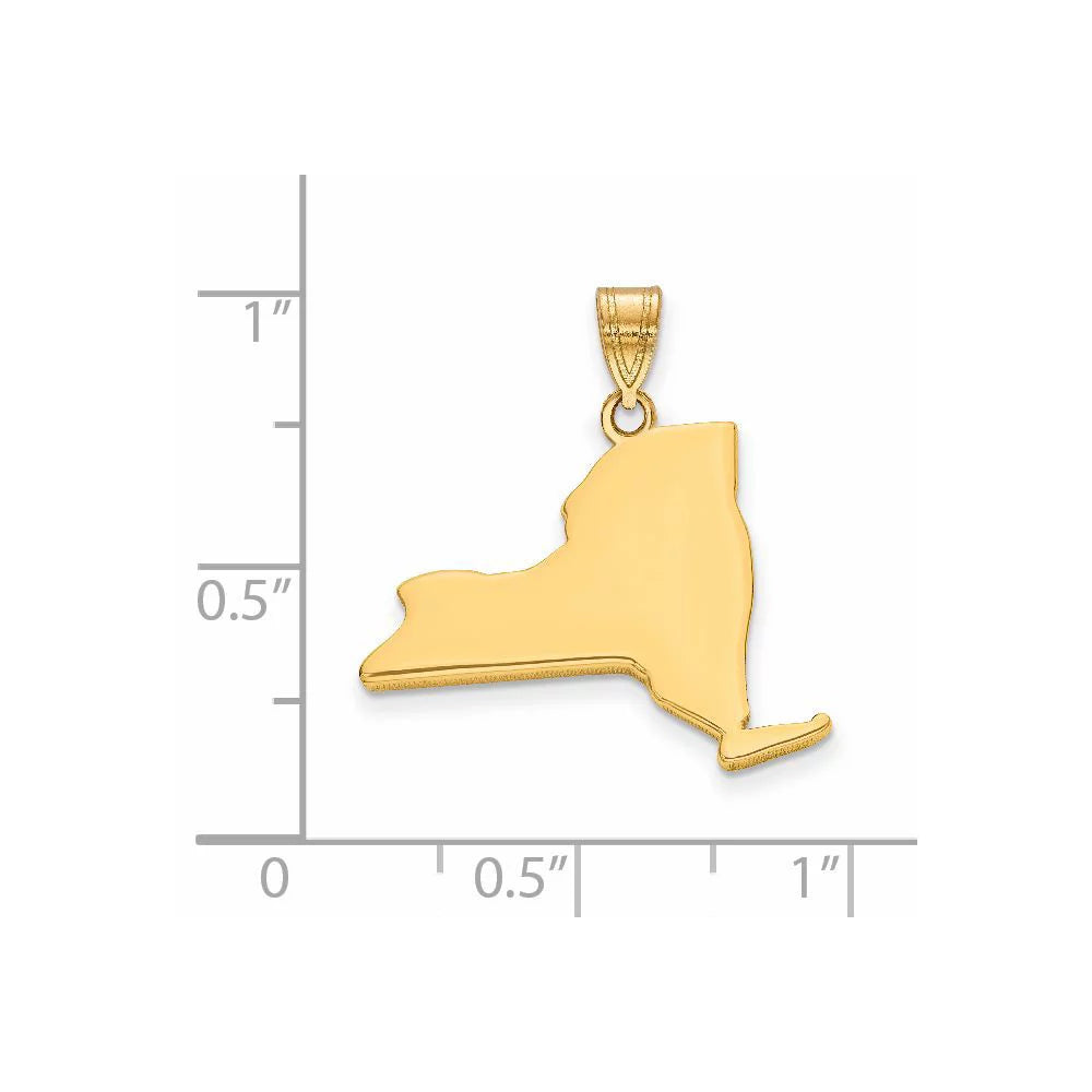14k Yellow Gold New York State Pendant Charm G3246