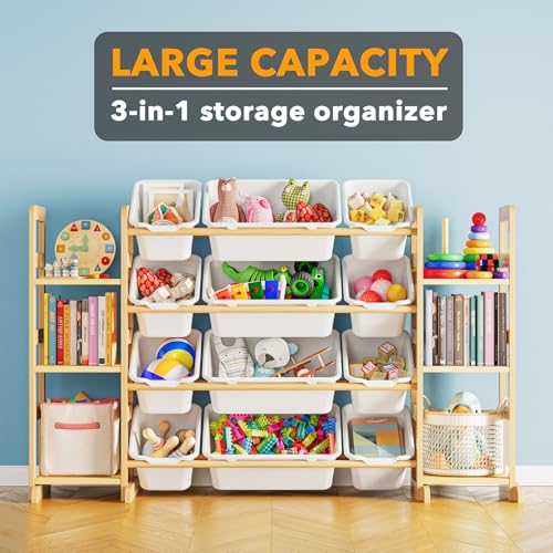 White Toy Storage Organizer with 6 Shelves and 12 Bins A927