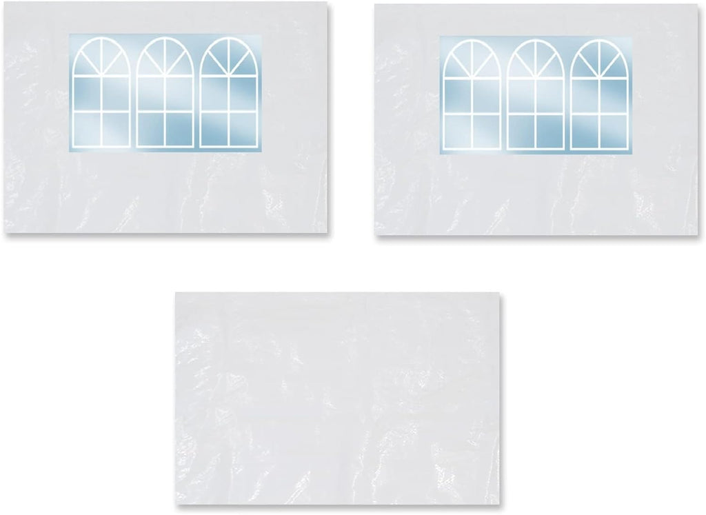 Tent Side Panel Replacement for Folding Canopy Gazebo Marquee (2 Pcs with Window, 1 Pc without Window, White) J74289