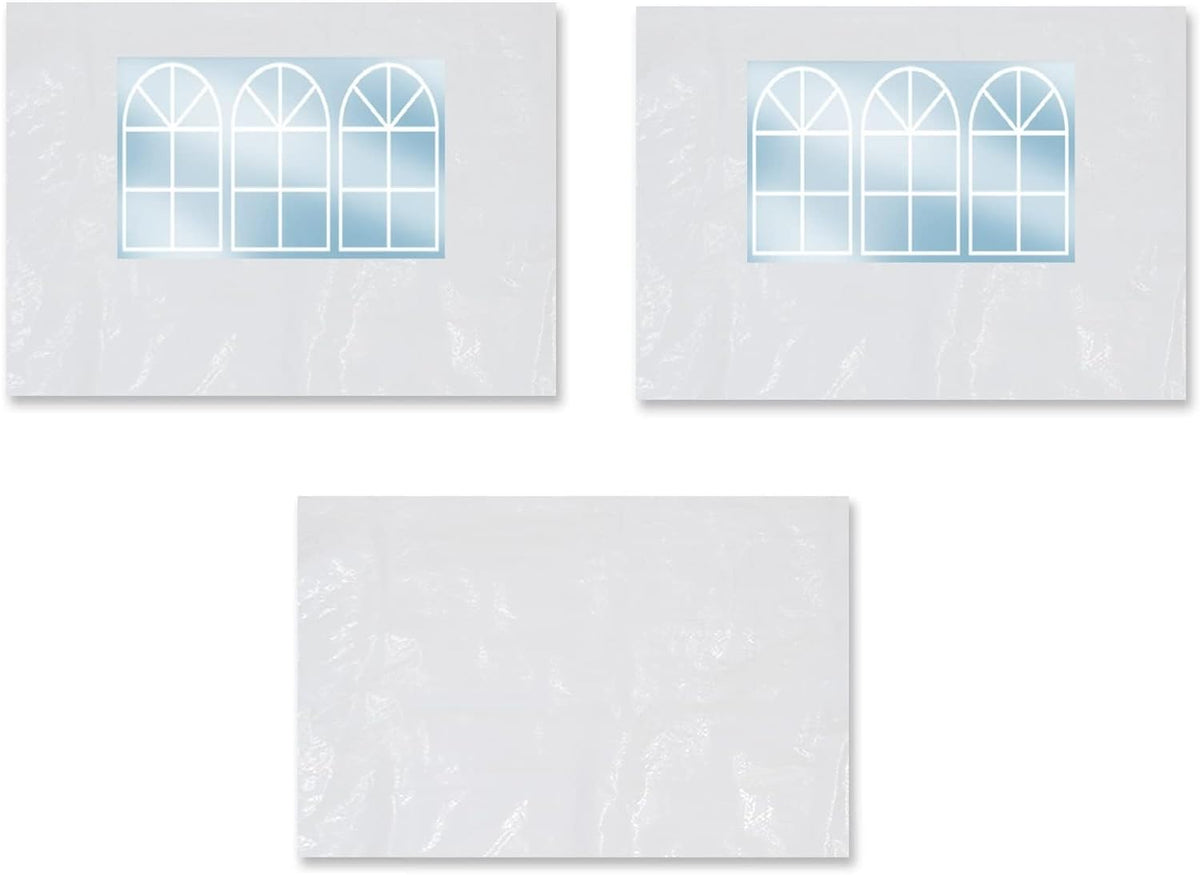 Tent Side Panel Replacement for Folding Canopy Gazebo Marquee (2 Pcs with Window, 1 Pc without Window, White) J74289