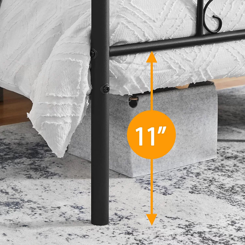 Queen Black Canopy Platform Bed Frame with Headboard and Footboard I728765