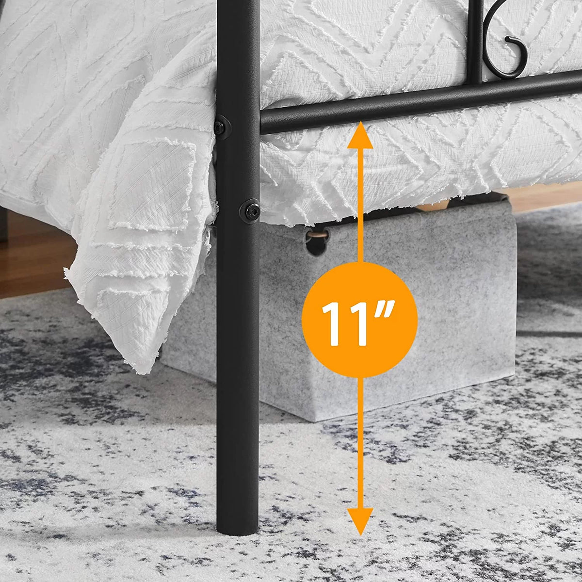 Queen Black Canopy Platform Bed Frame with Headboard and Footboard I728765