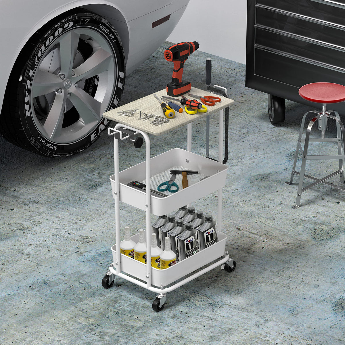 2-Tier Rolling Utility Cart with Top Board K125543