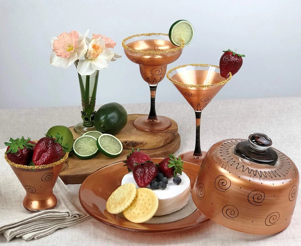 Hand Painted Martini Glasses Set Of 2 Gold L243632