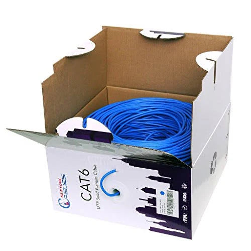 Cat6 Plenum 1000ft UTP Solid Bulk 550MHz Ethernet Cable Blue G60423