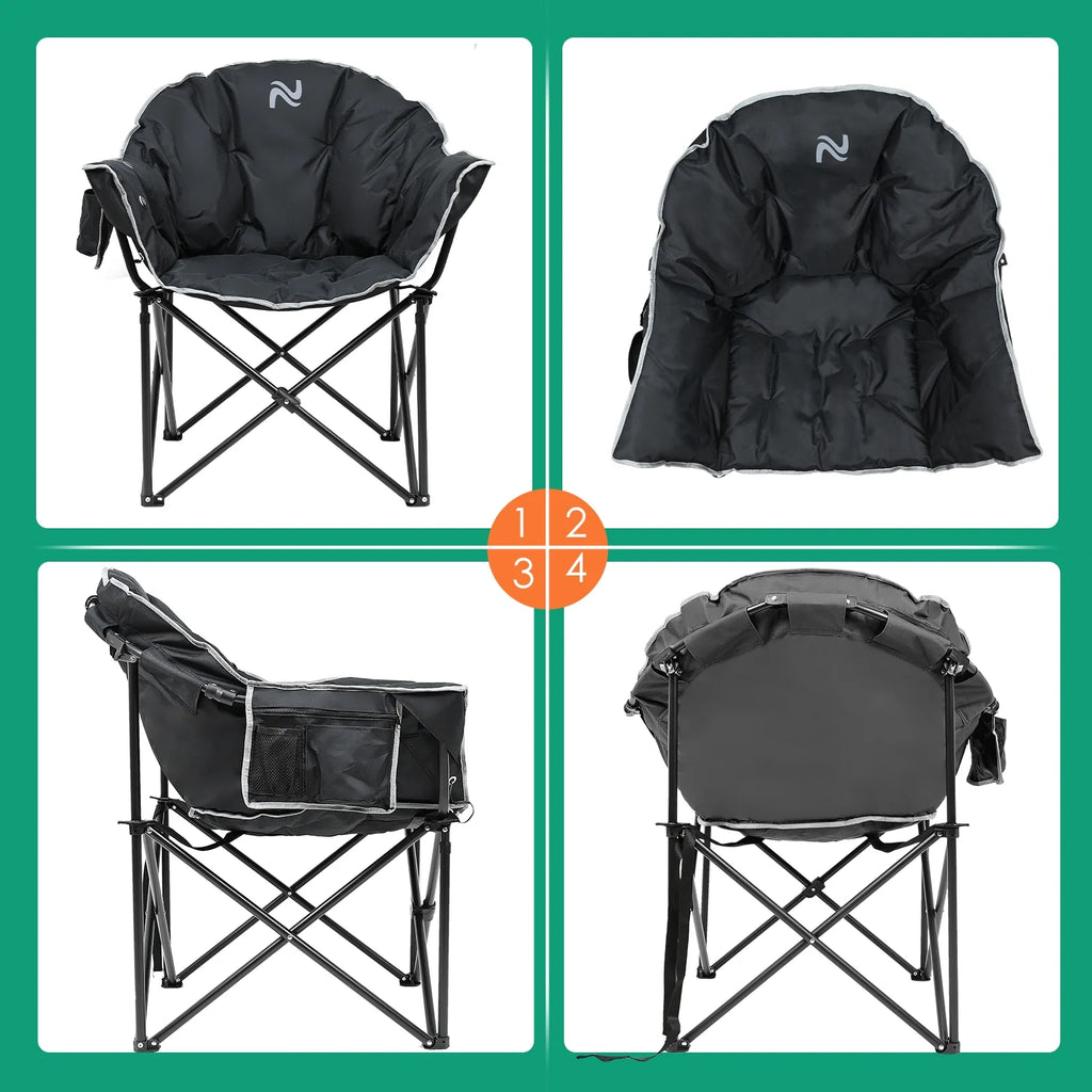 Oversized Folding Camping Chair with Cup Holder & Carry Bag H163347