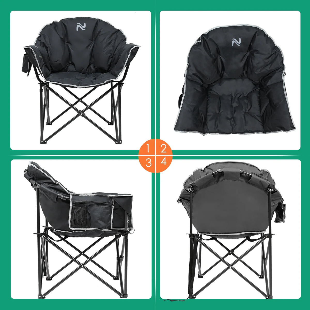 Oversized Folding Camping Chair with Cup Holder & Carry Bag H163347
