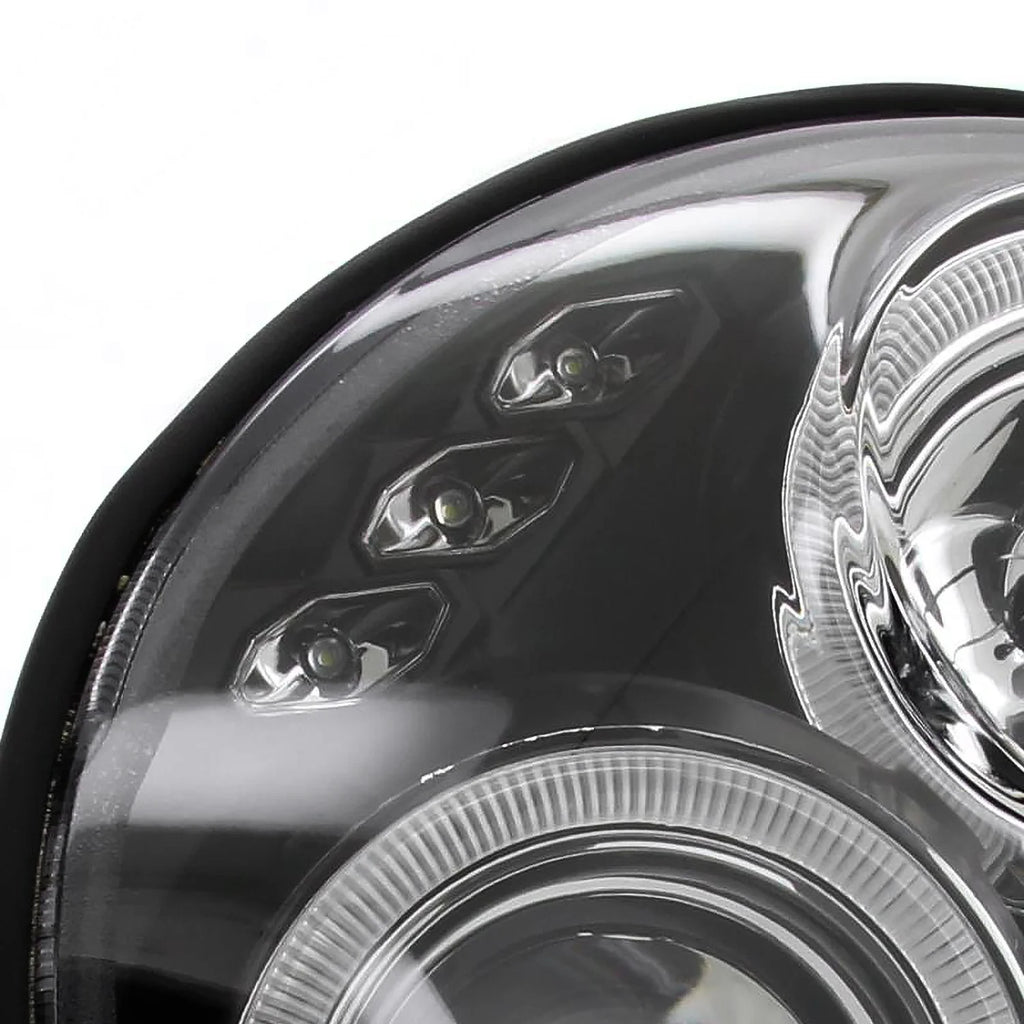 Black Halo LED Projector Headlights with Amber Side Markers Pair Y4786