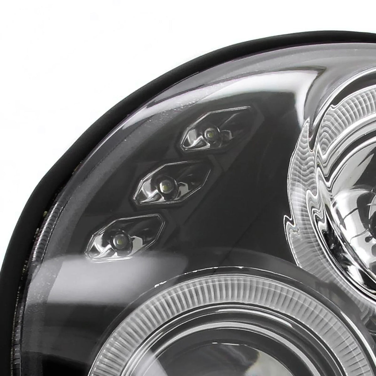 Black Halo LED Projector Headlights with Amber Side Markers Pair Y4786