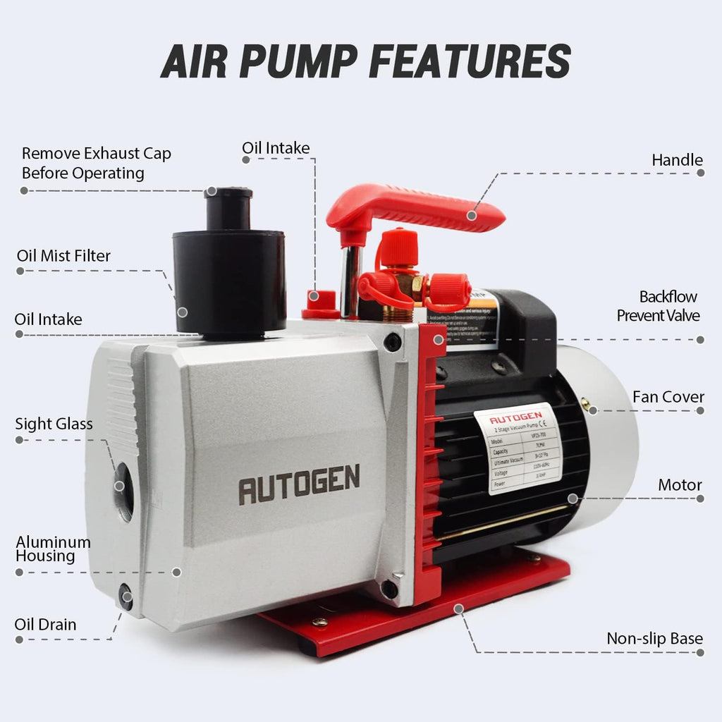 2-Stage Air Vacuum Pump 7CFM 0.3 Pa P69096