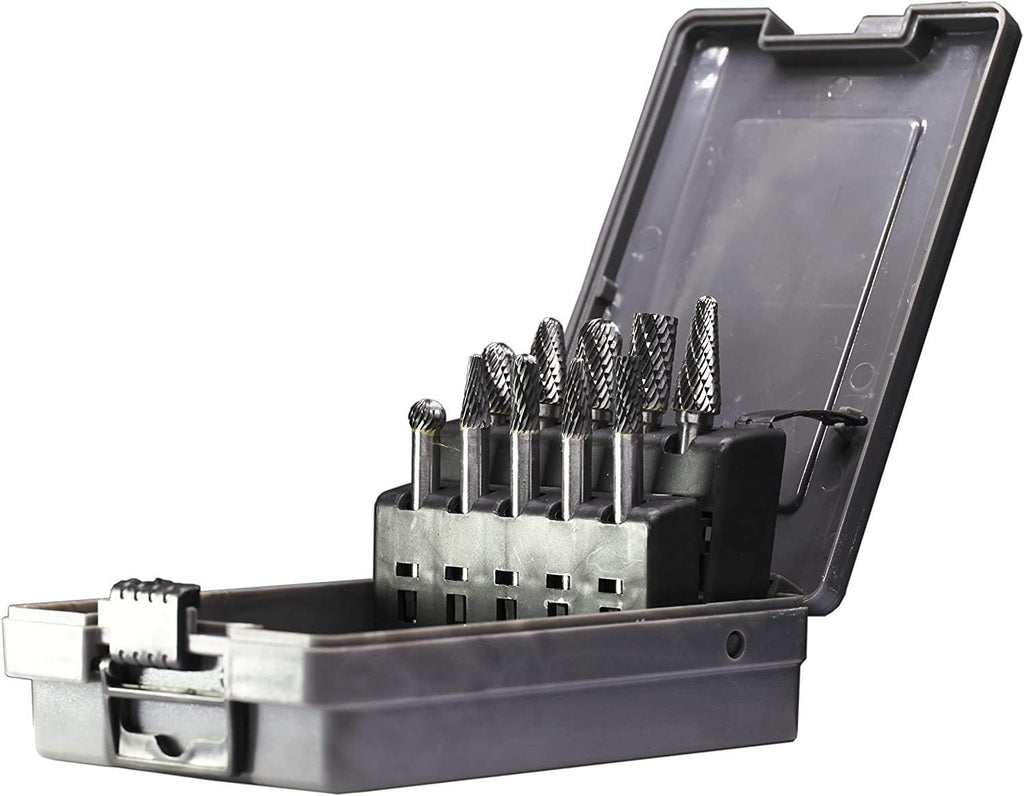 Carbide Burr Set 10pcs Double Cut Rotary Burr Set 1/4 Shank Die Grinder Bits H815664