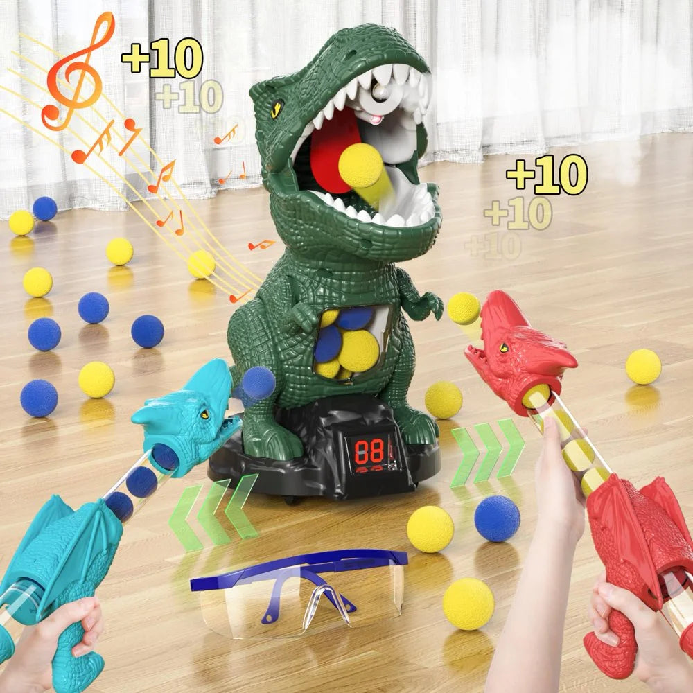 Spray Dinosaur Shooting Toys with 2 Pump Guns, 24 Foam Balls W552