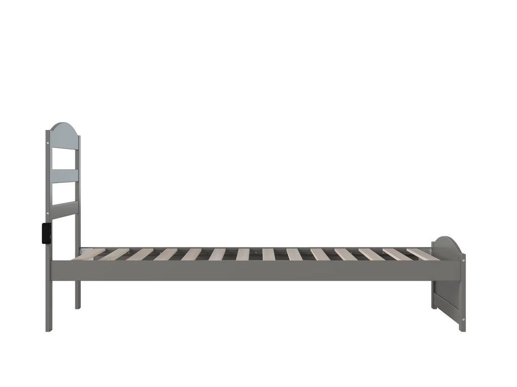 14" Twin XL Grey Wood Platform Bed Frame with Headboard and Footboard F69676