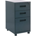 Three-Drawer Metal Pedestal File, Charcoal, Gray B18659