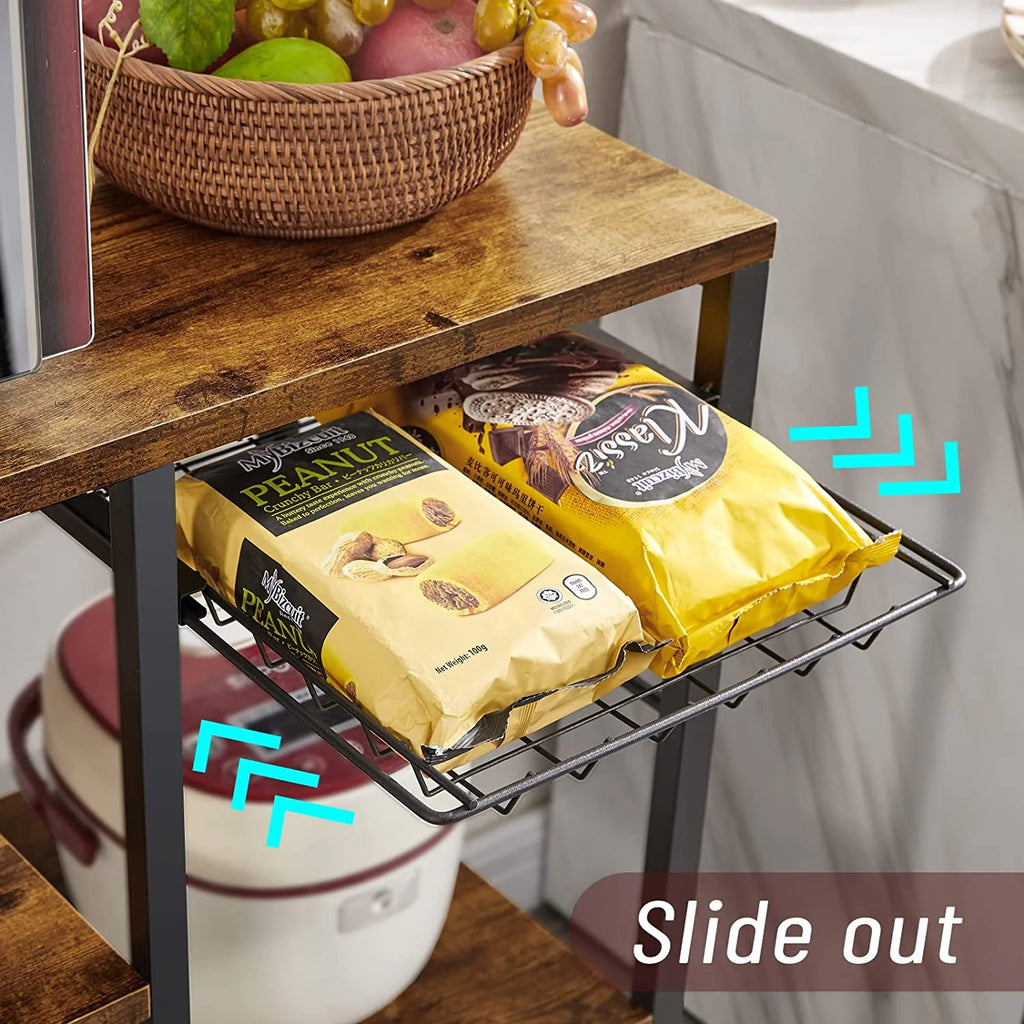 Rustic Brown Coffee Bar Table Station with Storage Shelf F4440