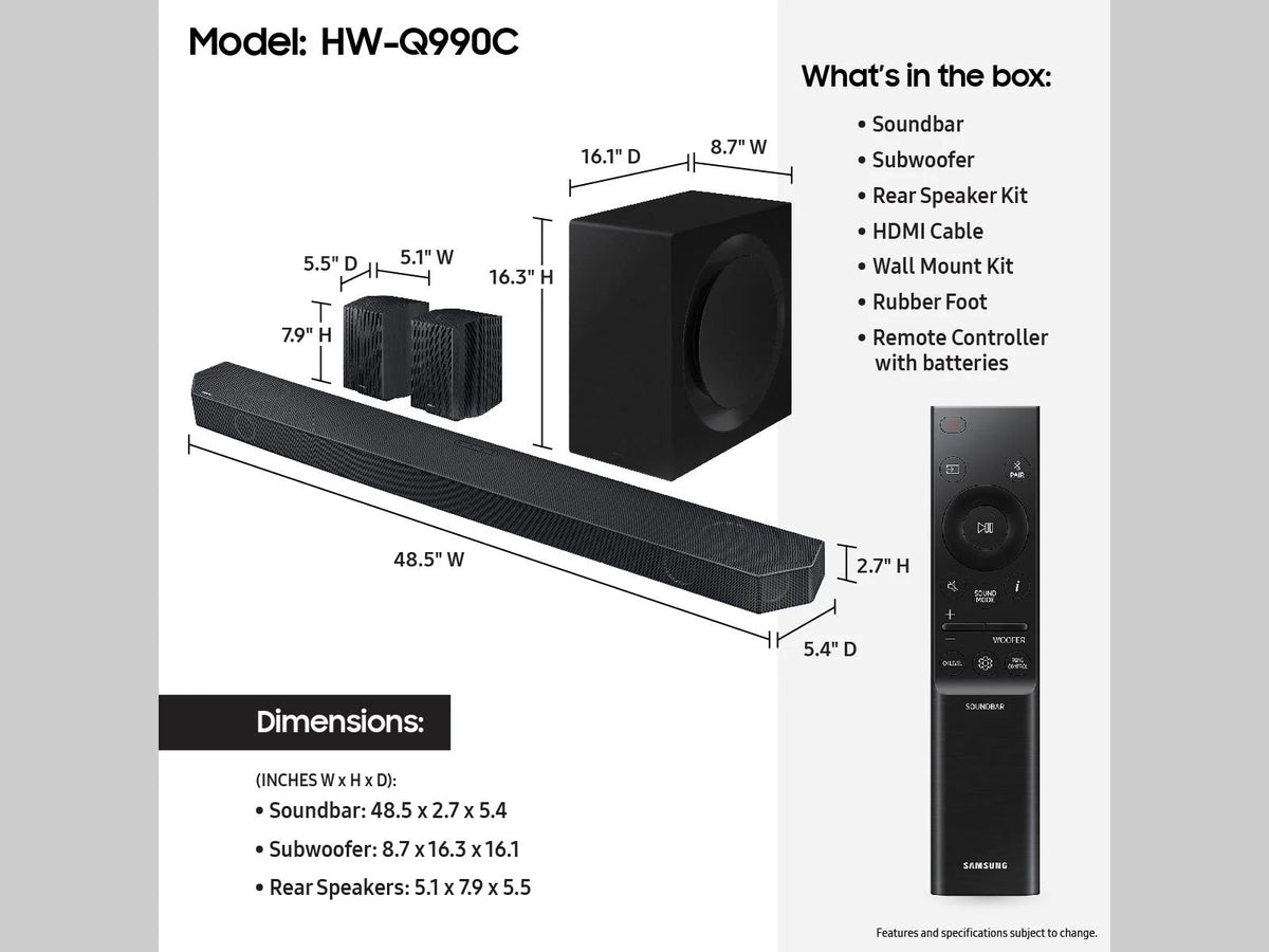 11.1.4ch Wireless Dolby Atmos Soundbar with Rear Speakers Q314822