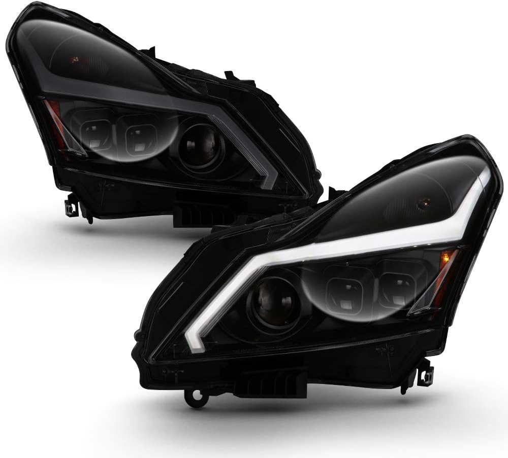 Black Smoke LED Tube Sequential Signal DRL Headlights G78356