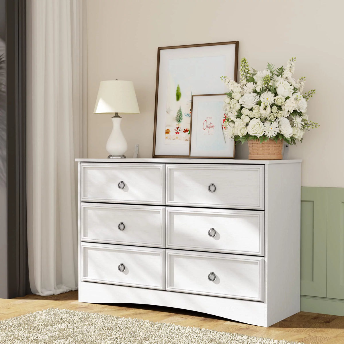 Gray 6 Drawer Wood Dresser T906