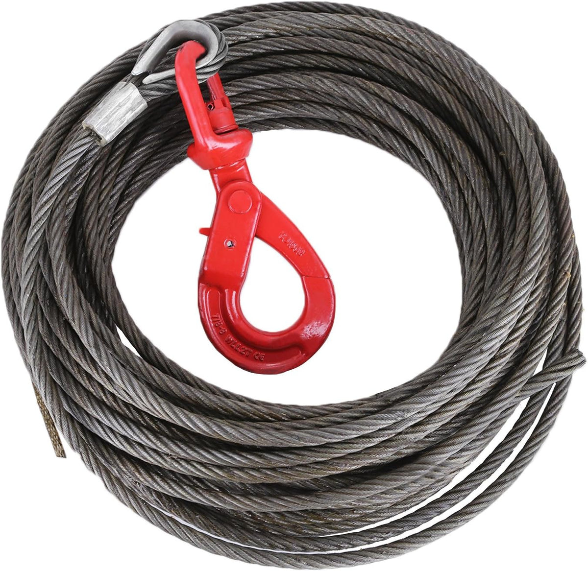 3/8" x 50' Wire Rope Winch Cable with Swivel Hook, Pack of 2 Y566