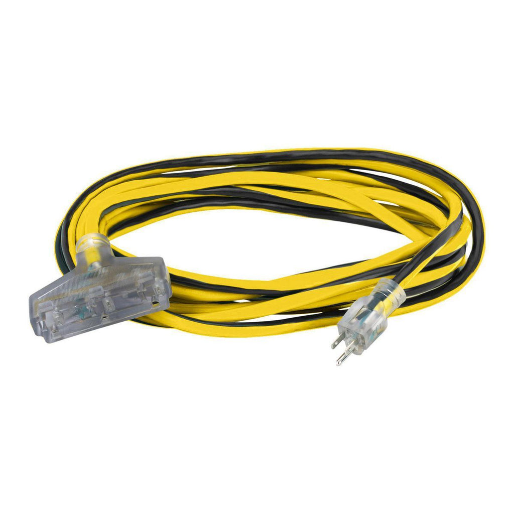 25 ft. 12/3 Gauge Multiple Outlet Extension Cord with Indicator Light, Yellow, Black C128789