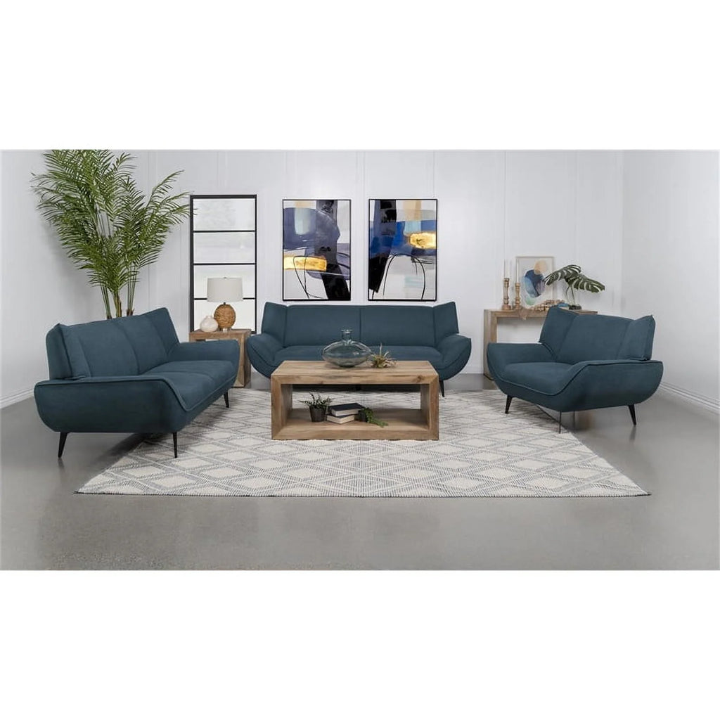 Teal Fabric Upholstered Wing Back Loveseat Z7846