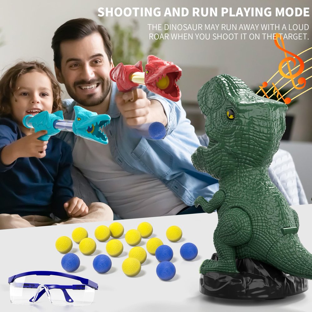 Spray Dinosaur Shooting Toys with 2 Pump Guns, 24 Foam Balls W552